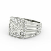 2Ct Round Cut Moissanite Menâs Flying Eagle Ring â 14K Yellow Gold Plated
